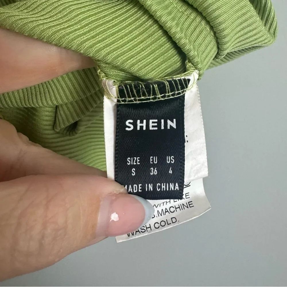 SHEIN | Ribbed Avacado Green Tie Halter Neck Top Women’s Size Small/4 - Picture 4 of 7